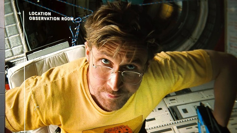 Ryan Gosling as Ryland looking into the camera in the observation room in Project Hail Mary