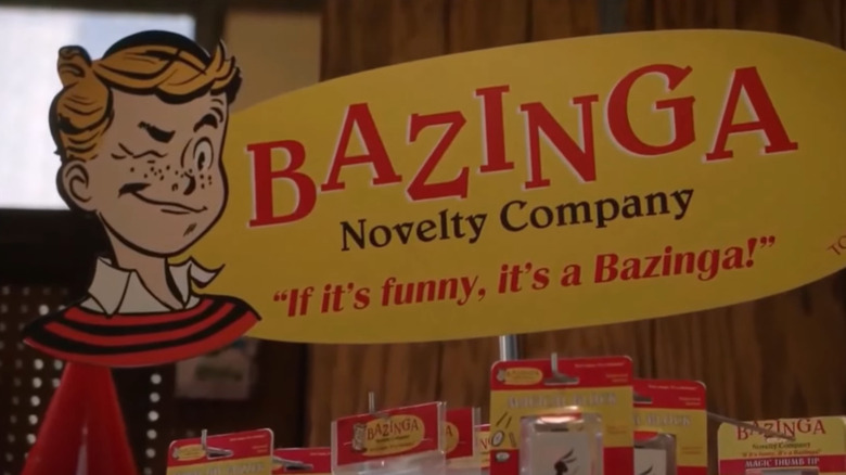 A Bazinga stand, reading "If it's funny, it's a bazinga!" On the young Sheldon
