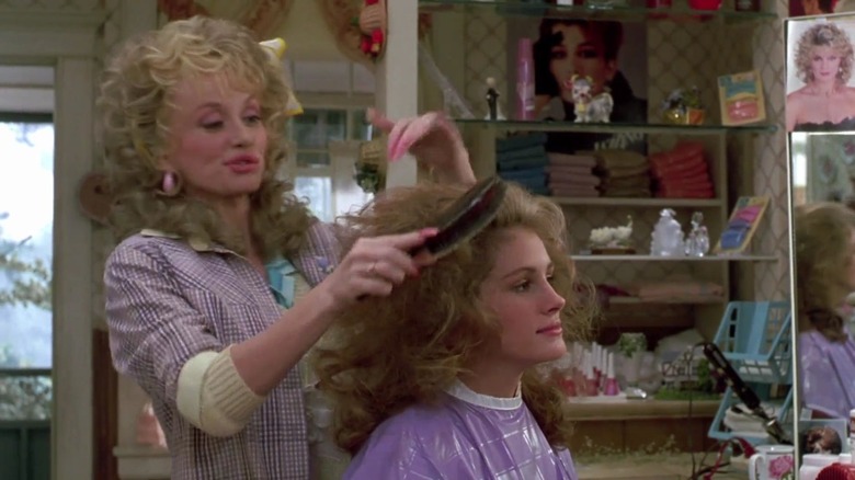 Truvy doing Shelby's hair in Steel Magnolias