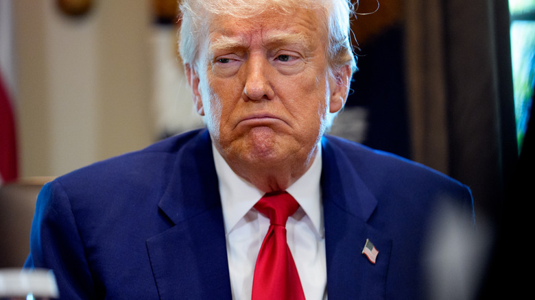 President Donald Trump pouting miserably