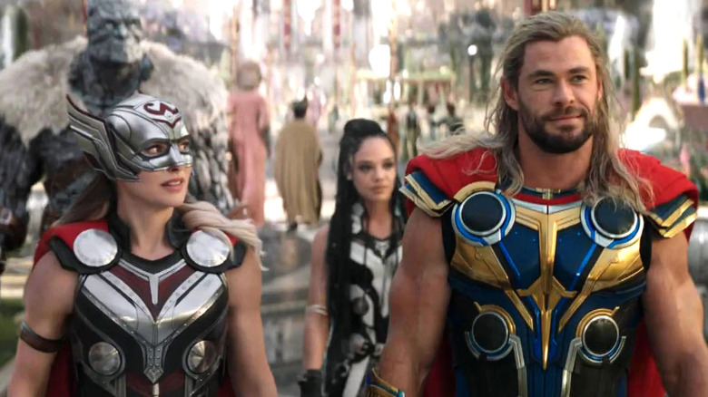 Thor,Jane, Valkyrie, and Korg in Love and Thunder