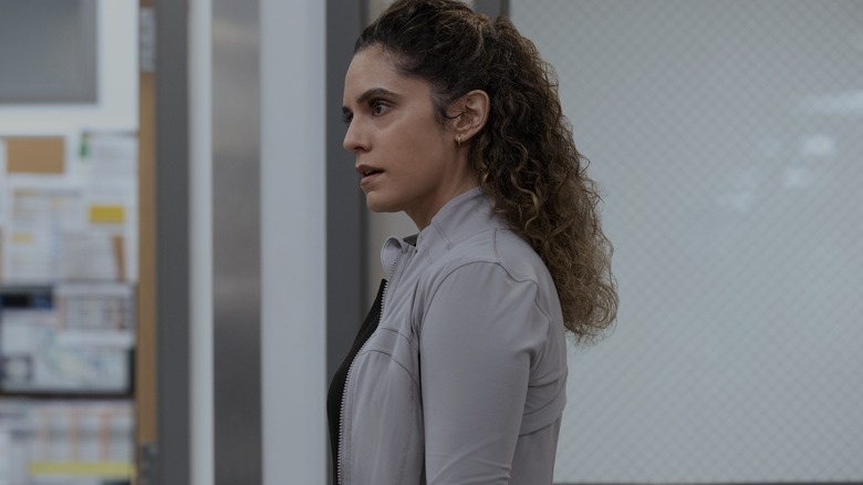 Dr. Al-Hashimi looking troubled in profile on The Pitt