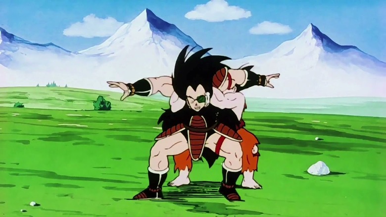 Goku holds Raditz