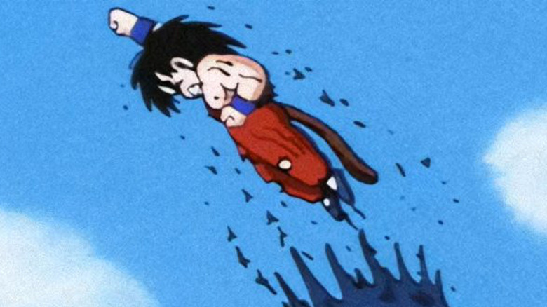Goku kills Demon Kill Piccolo by bursting through his chest and blowing a hole in the middle of it in Dragon Ball