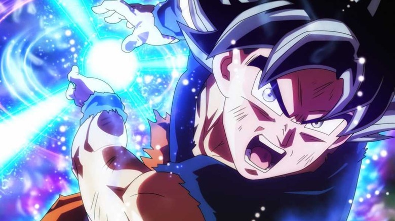 Goku throwing a Kamehameha Wave in Dragon Ball Super