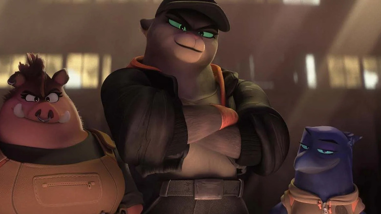 Pigtail, Kitty Kat e Doom parecem confiantes e vitoriosos nos bandidos 2