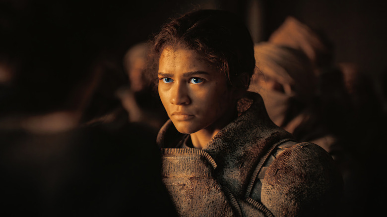Zendaya as Chani stares intently in Dune: Part II