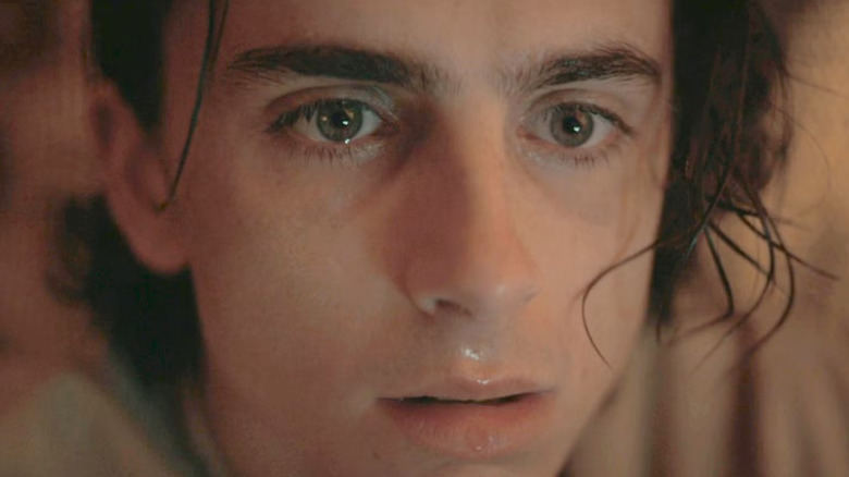 Timothée Chalamet as Paul Atreides reacts to Spice in Dune: Part One