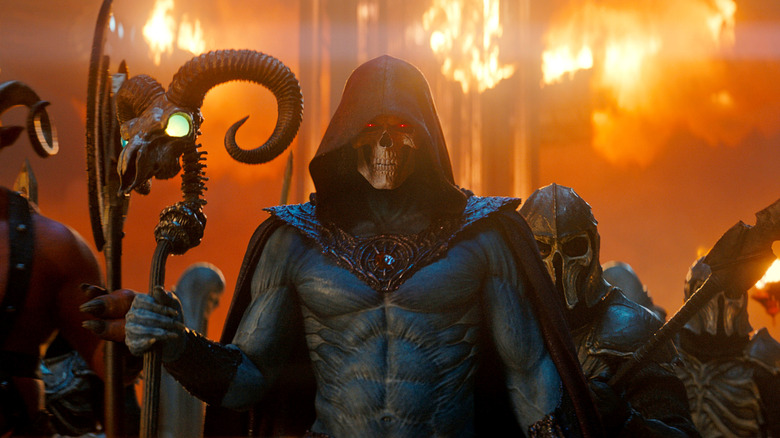 Skeletor (Jared Leto) stands in front of his minions in Masters of the Universe