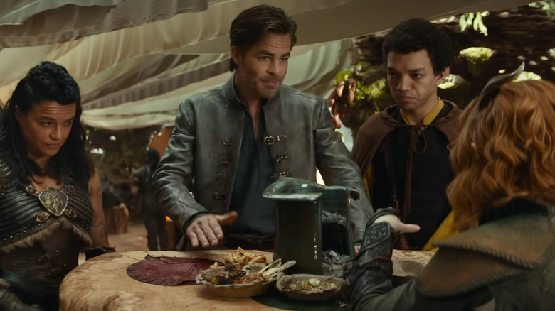 Chris Pine, Justice Smith, and Michelle Rodriguez in Dungeons & Dragons: Honor Among Thieves