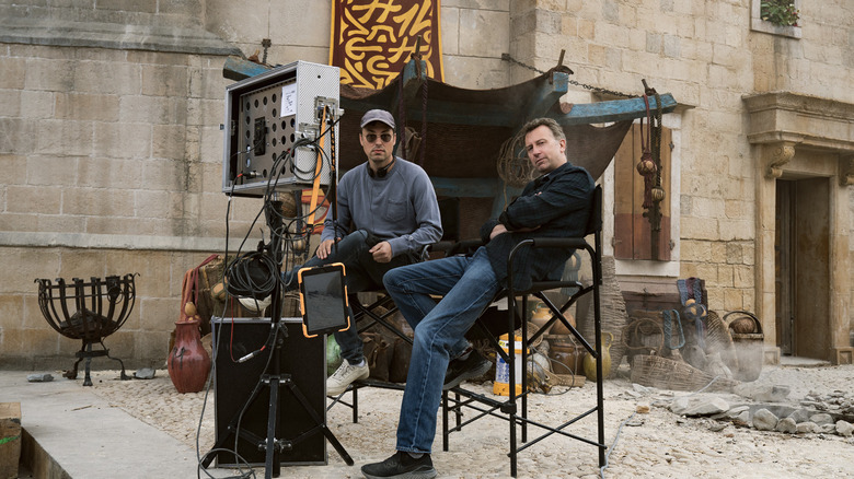 Jonathan Goldstein and John Francis Daley on the set of D&D Honor Among Thieves
