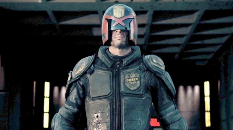 Dredd in helmet