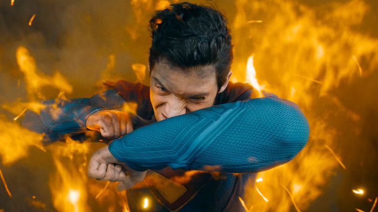 David Corenswet when Superman exploded through flames in Superman (2025)