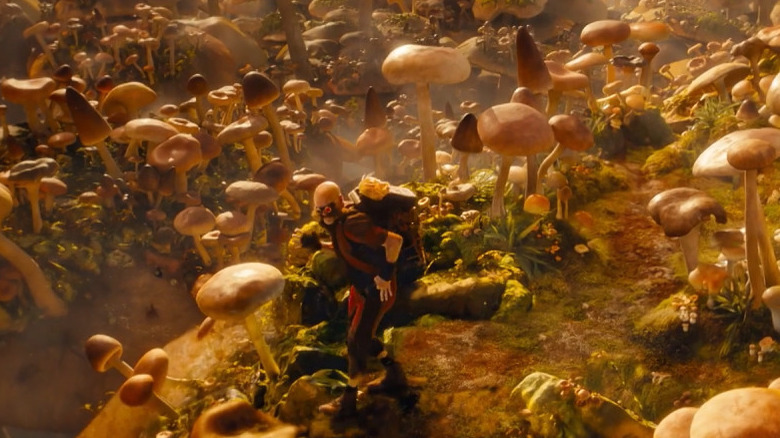 The mid credits of the first Sonic the Hedgehog, featuring the Mushroom Planet