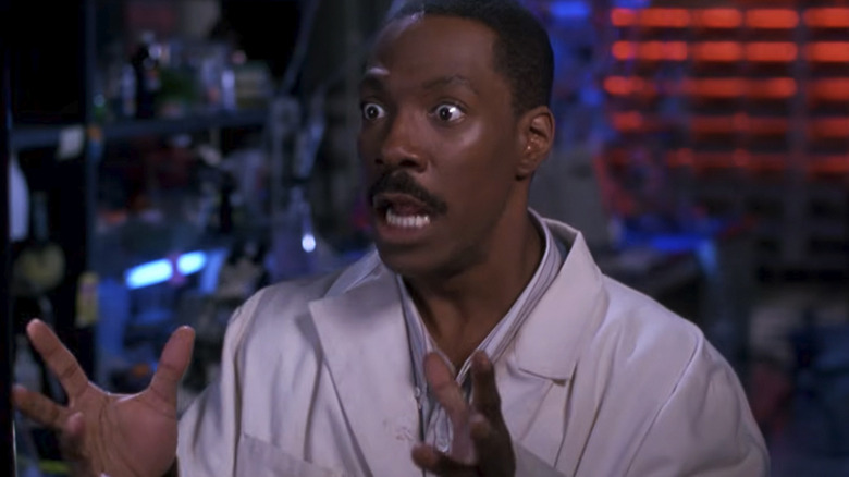 Eddie Murphy as Buddy Love opening his eyes widely in The Nutty Professor