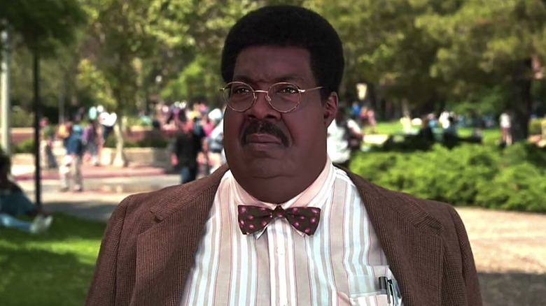 Eddie Murphy as Sherman Klump standing outside in The Nutty Professor