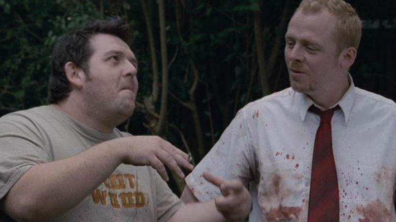 Simon Pegg and Nick Frost on set