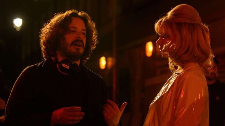 ana taylor joy and edgar wright on the set of Last Night in Soho