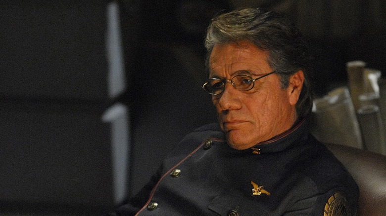 William Adama is none too pleased in Battlestar Galactica