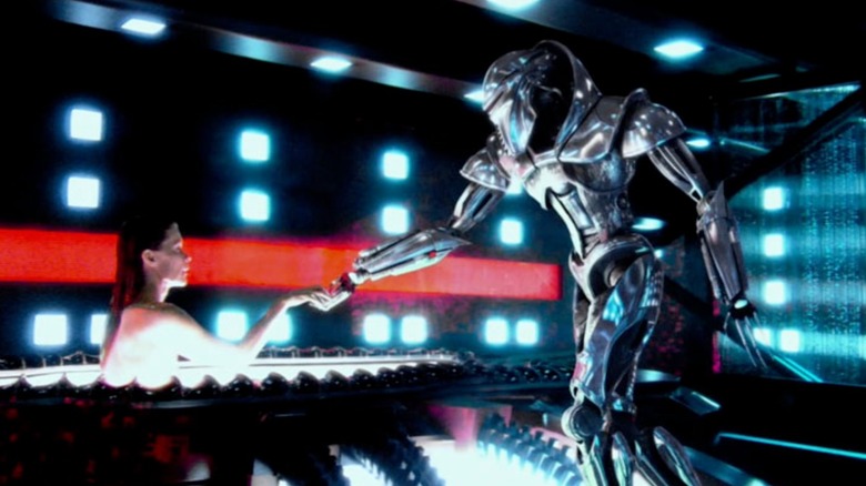 Battlestar Galactica — Ellen Tigh waking up in Resurrection ship as Cylon Centurion reaches out to her