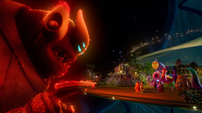 Brad Garrett as the voice of the villainous Lord Grigon scaring Elio (Yonas Kibreab) and his friends in Elio