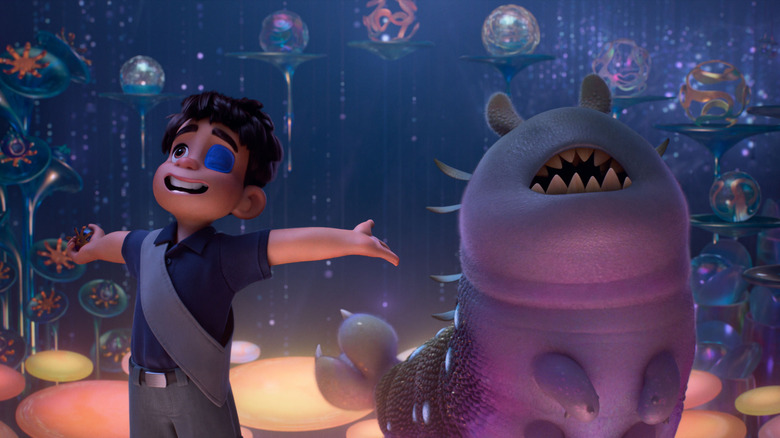 Yonas Kibreab as the voice of Elio and Remy Edgerly as his alien friend Glordon looking at their cosmic surroundings in awe in Elio