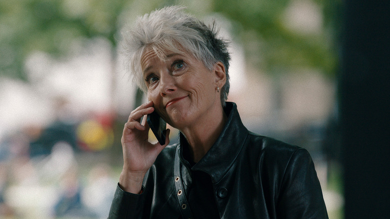 Emma Thompson's Zoë Boehm talks on the phone in Down Cemetery Road
