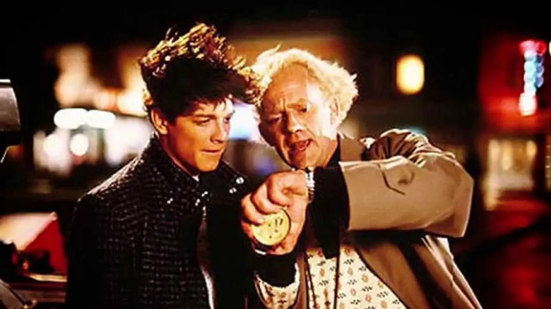 Stoltz as Marty McFly and Doc Brown in Back to the Future