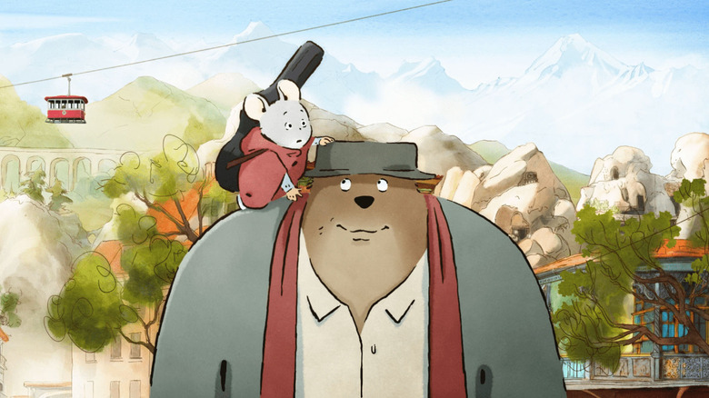 Ernest looking pensively at Celestine in Ernest & Celestine: A Trip to Gibberitia,