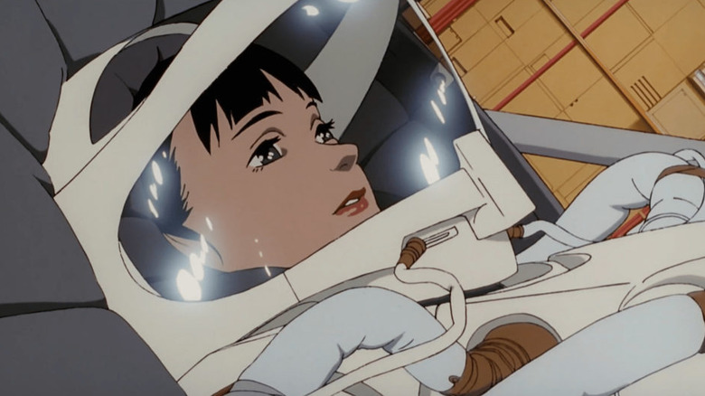 Chiyoko Fujiwara in a spacesuit prepped for launch in Milennium Actress