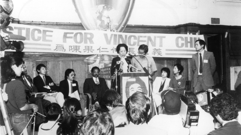 Still from  Christine Choy and Renee Tajima-Pena's documentary Who Killed Vincent Chin?