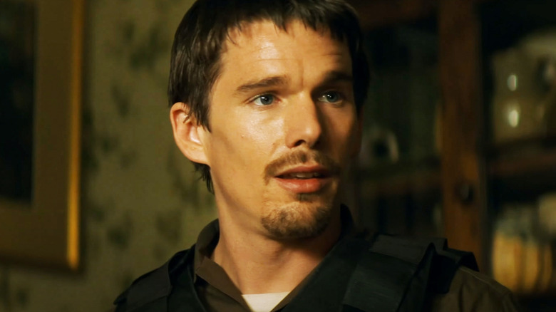 Ethan Hawke as Officer Jake Hoyt is seen in closeup in Training Day