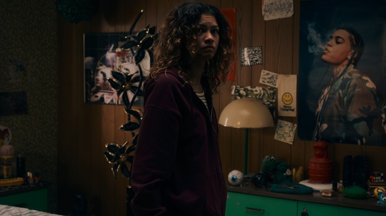 Rue (Zendaya) standing in her bedroom on Euphoria