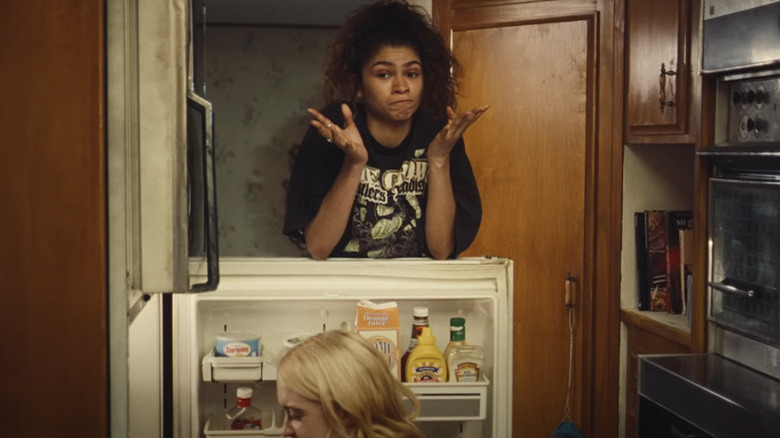 Rue on a fridge door in Euphoria