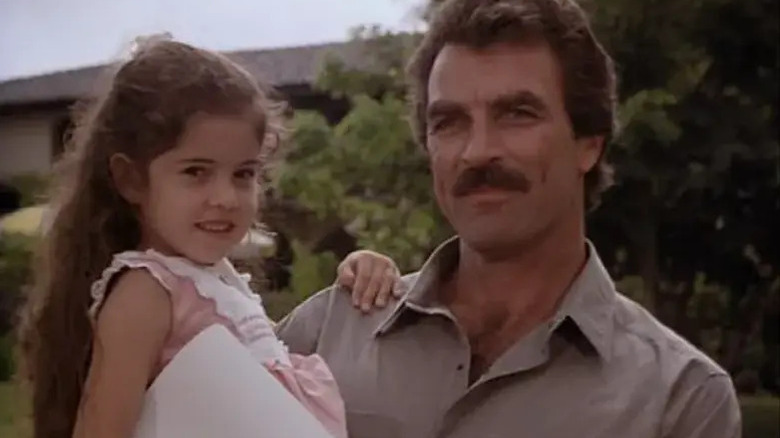 Magnum with his daughter, Lily, on Magnum P.I.