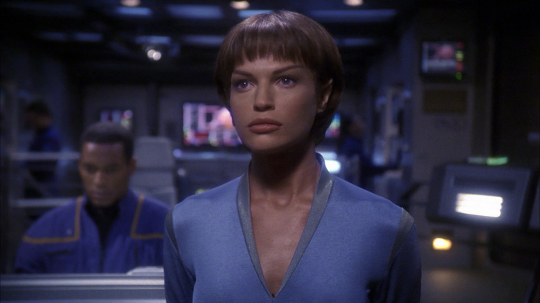 T'Pol,looking resolute on the bridge in Star Trek: Enterprise