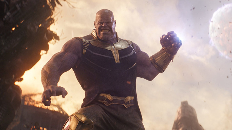 Thanos throwing a moon in Avengers: Infinity War