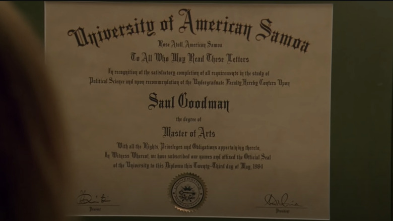 Saul Goodman's Degree in Breaking Bad