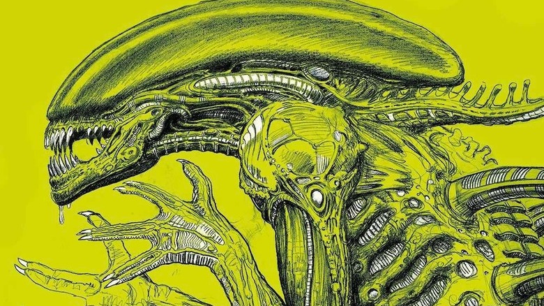 A Xenomorph looking scary on the cover of Alien 3: The Unproduced Screenplay