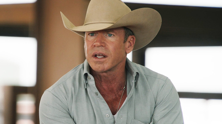 Taylor Sheridan's Travis Wheatley looks surprised in Yellowstone