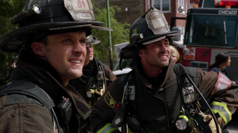 Chicago Fire's Casey and Severide in fire gear