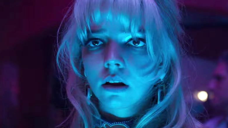 Last Night in Soho Blue Light Scared Woman