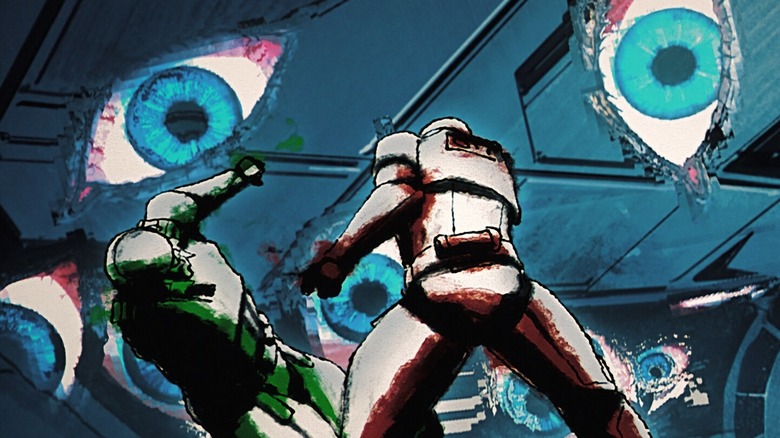 Eyes watching people fight in the Black episode of Star Wars: Visions