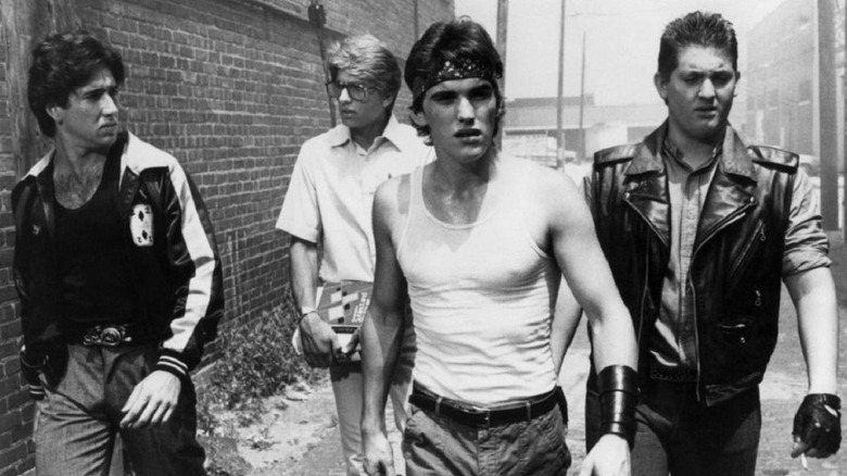 Nicolas Cage, Vincent Spano, Matt Dillon, and Chris Penn in "Rumble Fish"