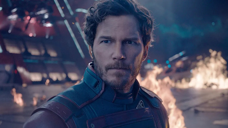 Close up of Chris Pratt as Peter Quill in Guardians of the Galaxy Vol. 3