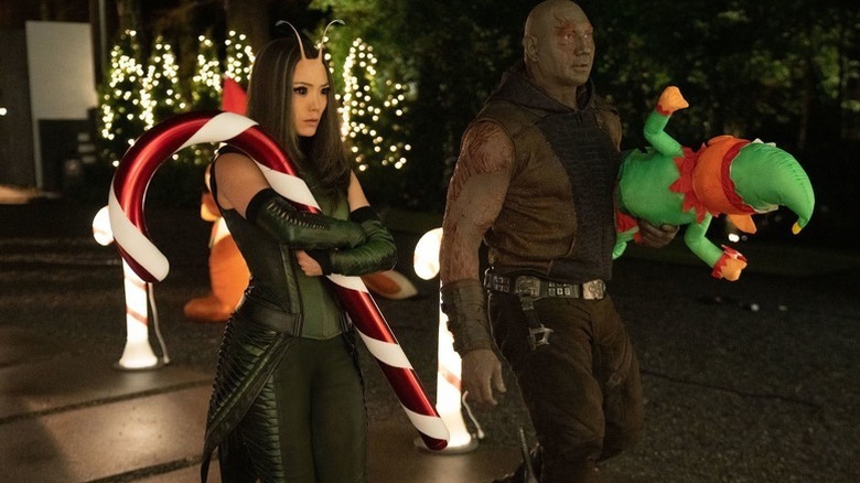 Pom Klementieff's Mantis and Dave Bautista's Drax in Guardians of the Galaxy Holiday Special