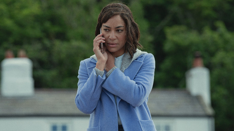Cush Jumbo as Megan Pierce, taking a phone call on Stay Close