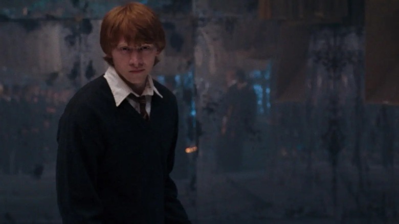 Rupert Grint's Ron Weasley stands ready for a practice duel in Harry Potter and the Order of the Phoenix