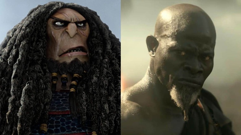 Drago Bludvist looks angry how to train your dragon next to Djimon Hounou that looks angry on a rebellious month