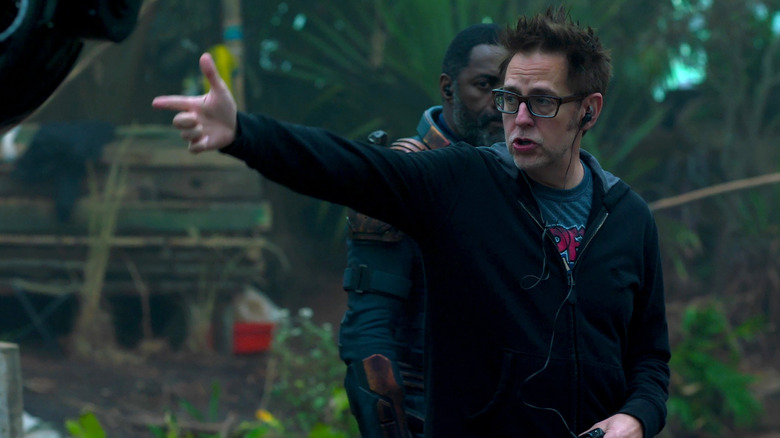 James Gunn on set